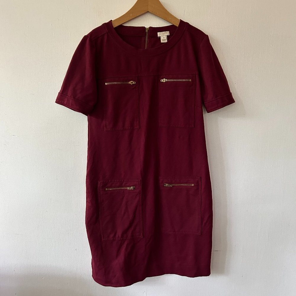 J.‎ Crew Factory Sheath Dress Womens Size 0 Rear Zipper Maroon Knee Length